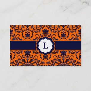 Carte De Visite Orange de monogramme de damassé de 311 Lauren