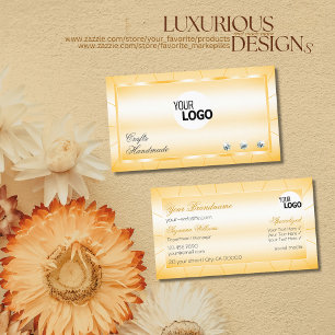 Carte De Visite Orange de Pêche avec Diamants et Logo Glamour