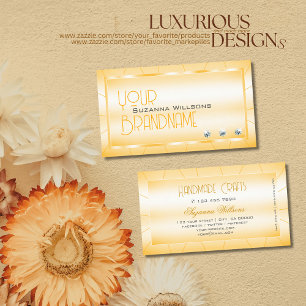 Carte De Visite Orange de Pêche moderne avec des diamants Attracti