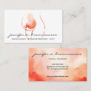 Carte De Visite Orange Doula Naissance Aquarelle Enceinte Naissanc