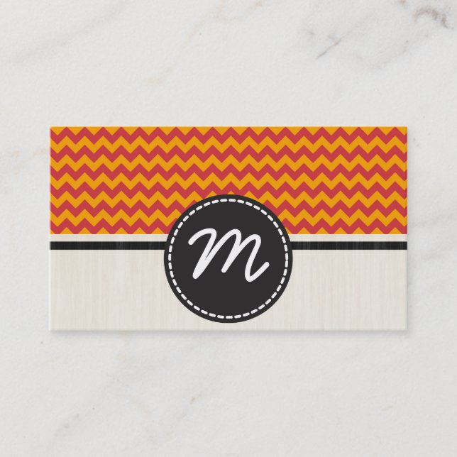 Carte De Visite Orange et Antique Ruby Chevron Zigzag Motif 2 (Devant)
