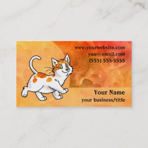 Carte de visite orange et blanc de chat -