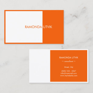 Carte De Visite Orange et blanc Élégant moderne