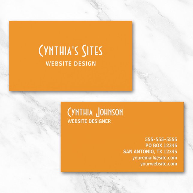 Carte De Visite Orange et Blanc Retro Gras (Orange and White Retro Bold Business Card)