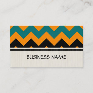 Carte De Visite Orange et Celadon Green Chevron Zigzag Motif
