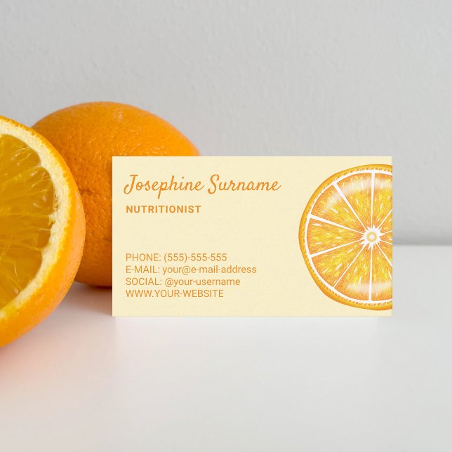 Carte De Visite Orange Fruit Slice nutritionniste diététicienne Ja (Créateur téléchargé)