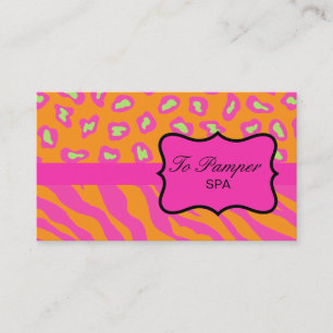 Carte De Visite Orange & Fuchsia Pink Zebra & Cheetah Skin personn