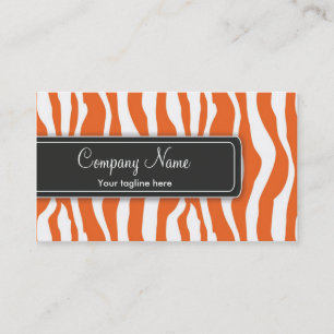 Carte de visite orange Girly d'impression de zèbr
