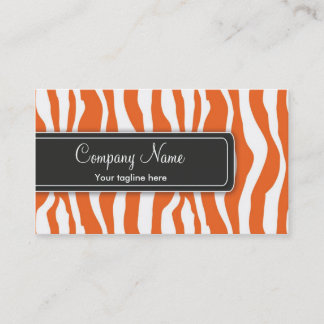 Carte de visite orange Girly d'impression de zèbre