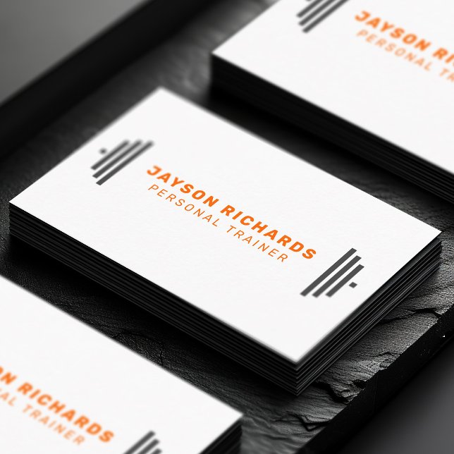 Carte De Visite Orange/Gray Gym Barbell Symbol Personal Trainer (Créateur téléchargé)