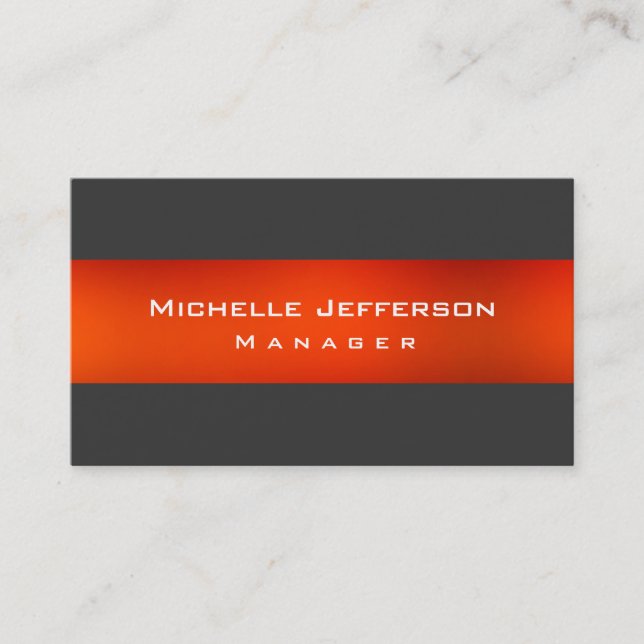 Carte de visite Orange Grey Modern Manager (Devant)