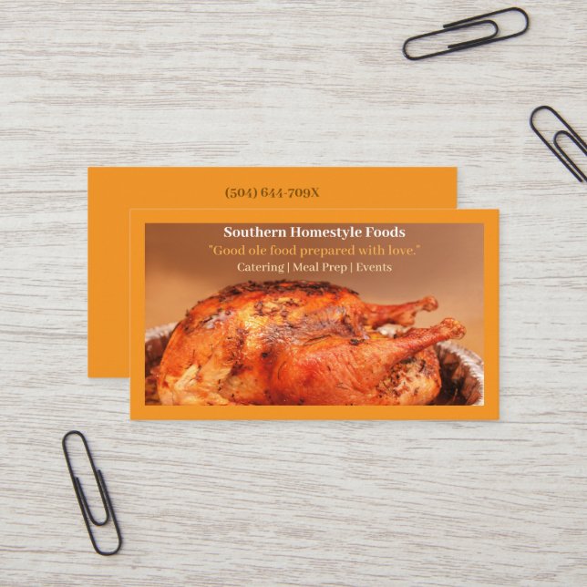 Carte De Visite Orange Homestyle Turquie Accueil Aliments Cuits (Devant/Arrière en situation)