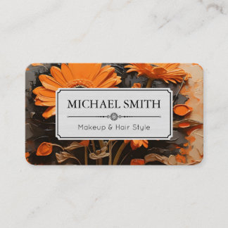Carte De Visite Orange Jaune Floral Élégant Moderne
