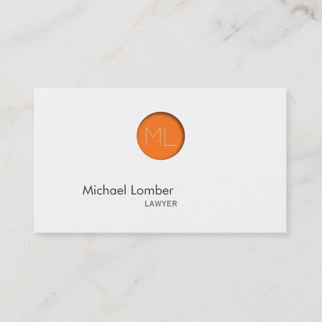 Carte de visite orange minimal de monogramme de (Devant)