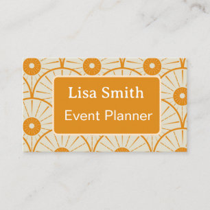 Carte De Visite Orange Modern Art déco sun Event Planner