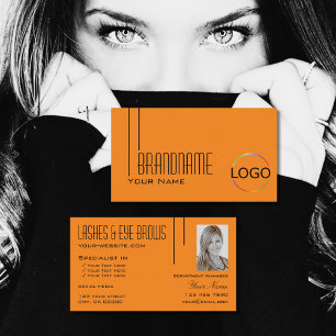 Carte De Visite Orange moderne avec logo et photo professionnel