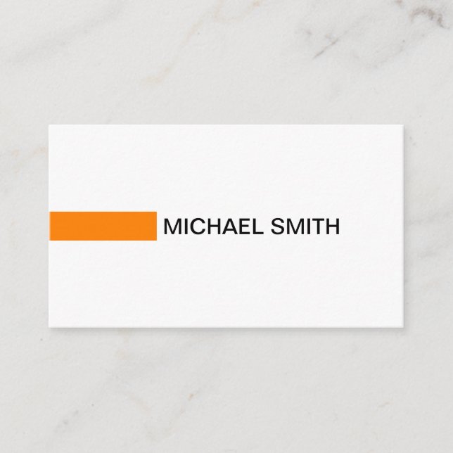 Carte De Visite Orange moderne élégant professionnel blanc pur (Devant)