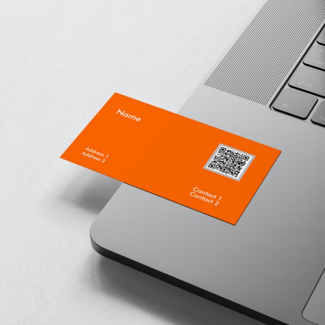 Carte De Visite orange néon - code QR (Créateur téléchargé)