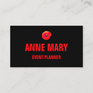 Carte De Visite Orange Peony Floral Custom Black Cool professionne