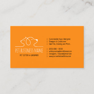 Carte De Visite Orange Petsitter chien et chat logo vétérinaire