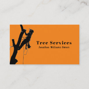 Carte De Visite Orange Professional Tree Trimming Service Entrepri