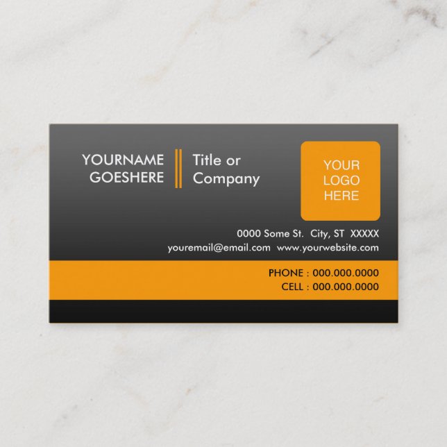 Carte De Visite orange professionnelle 2 : (2-sided) : (Devant)