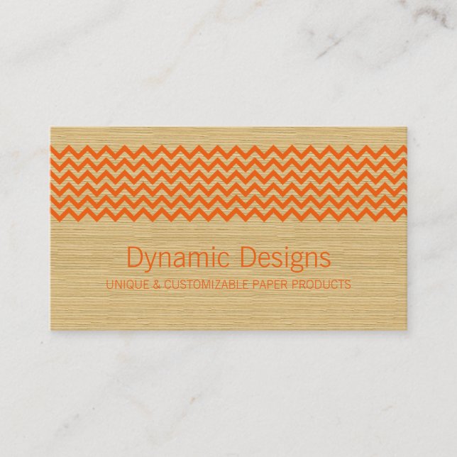 Carte de visite Orange Rustique Chevron (Devant)