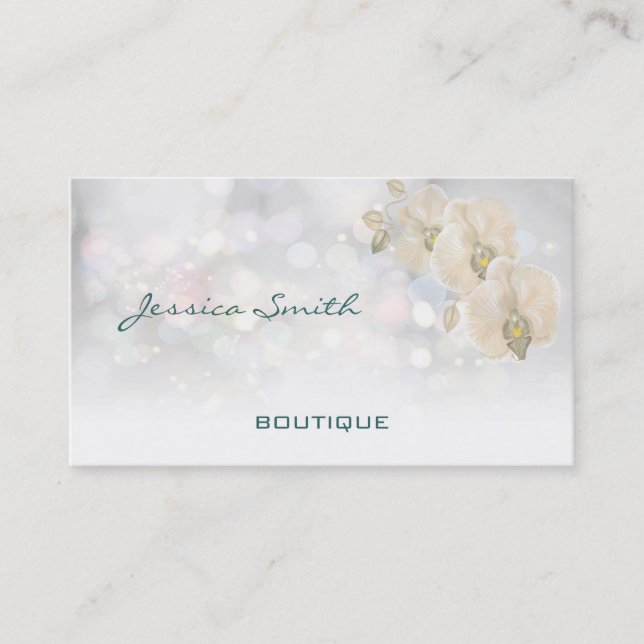 Carte De Visite Orchidée de bokeh élégante professionnelle (Devant)