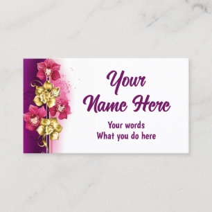 Carte De Visite Orchidée d'or sur un Arrière - plan rose