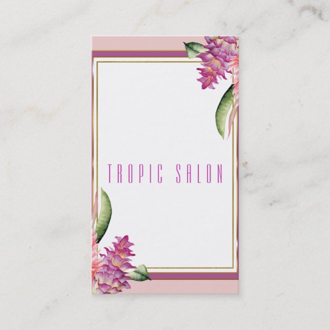 Carte De Visite Orchidée Fleur Tropicale Violet Rose Botanique Chi (Devant)
