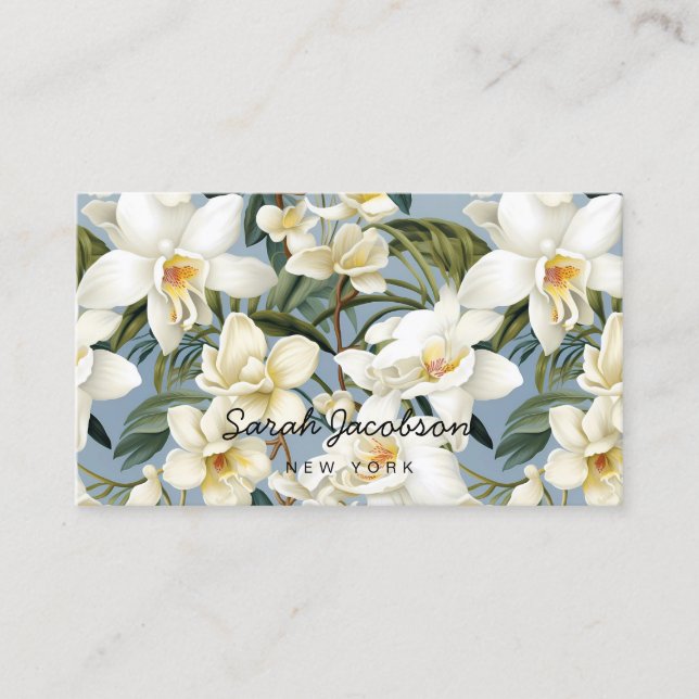 Carte De Visite Orchidées blanches élégantes (Devant)