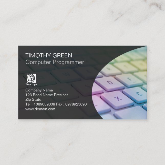 Carte De Visite Ordinateur Compétences Services Clavier portable c (Devant)
