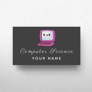 Carte De Visite Ordinateur de bureau Cute Kawaii Elegant Grey