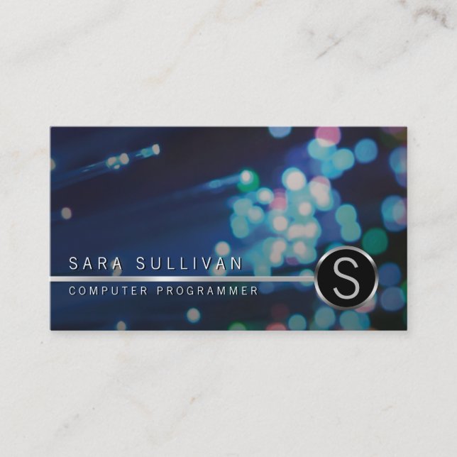 Carte De Visite OrdinateurProgrammer informatique FibreOptique cou (Devant)