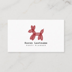 Carte De Visite Organisateur animal de partie de ballon