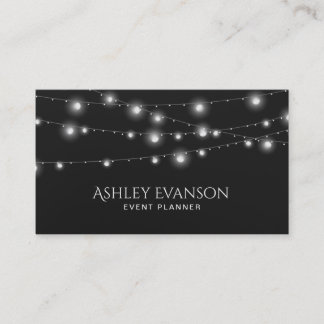 Carte De Visite Organisateur de fêtes de type String Lights Élégan