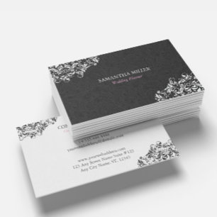 Carte De Visite Organisateur de mariage à tourbillon floral noir e