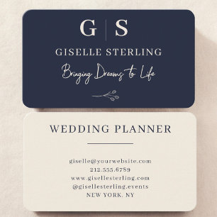 Carte De Visite Organisateur de mariage bleu marine
