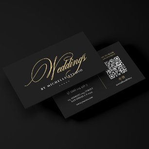 Carte De Visite Organisateur de mariage élégant boutique Noir