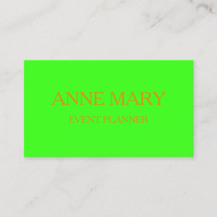 Carte De Visite Organisateur de mariage élégant en or vert néon