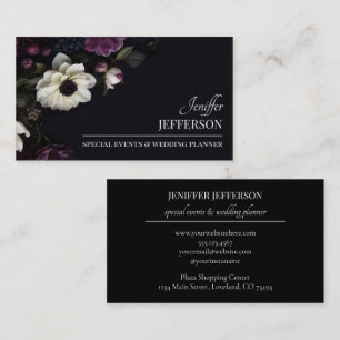 Carte De Visite organisateur de mariage événementiel floral foncé
