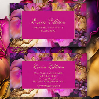 Carte De Visite Organisateur de mariage floral élégant violet fuch