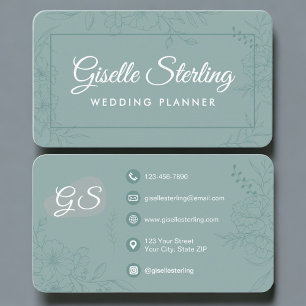 Carte De Visite Organisateur de mariage floral vert sarcelle
