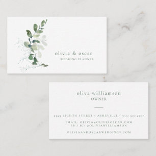 Carte De Visite Organisateur de mariage minimaliste eucalyptus bot