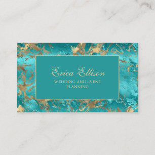 Carte De Visite Organisateur de mariage or turquoise