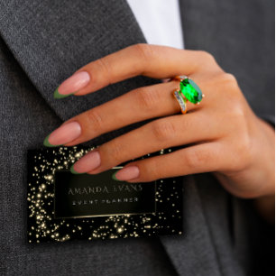 Carte De Visite Organisateur d'événements Black Frame Stars Gold S