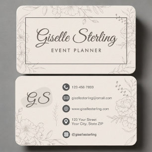 Carte De Visite Organisateur d'événements Floral Neutre