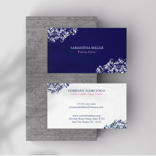 Carte De Visite Organisatrice de mariage à tourbillon floral bleu
