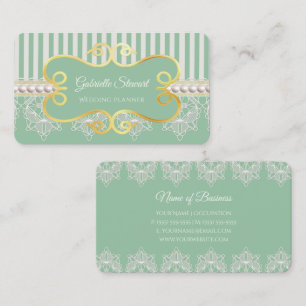 Carte De Visite Organisatrice de Mariage Élégante Perle et Dentell