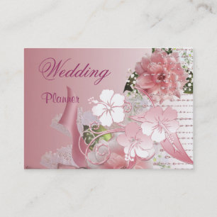 Carte de visite organisatrice de mariage rose